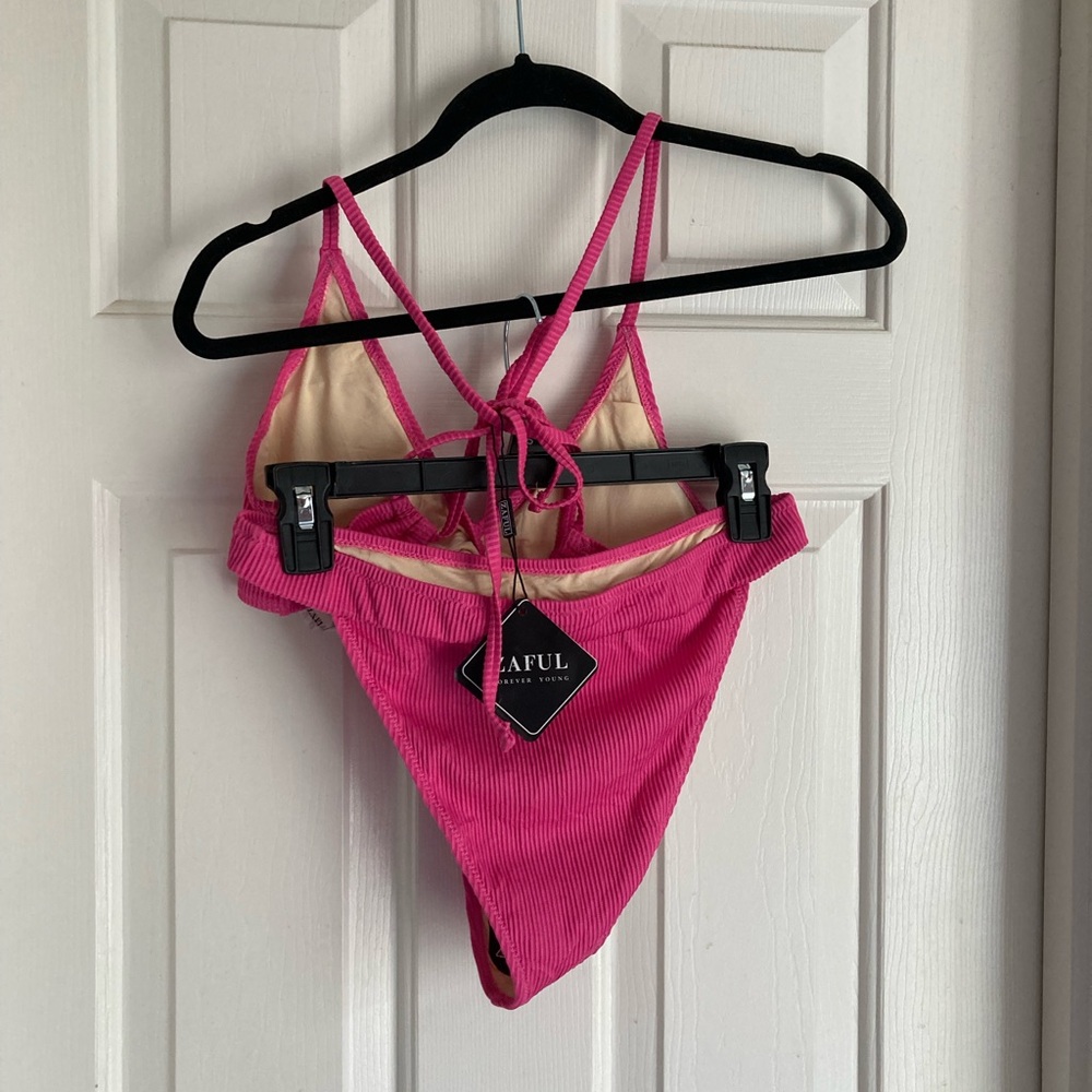 Pink Ribbed Bikini Set - Picture 2 of 4